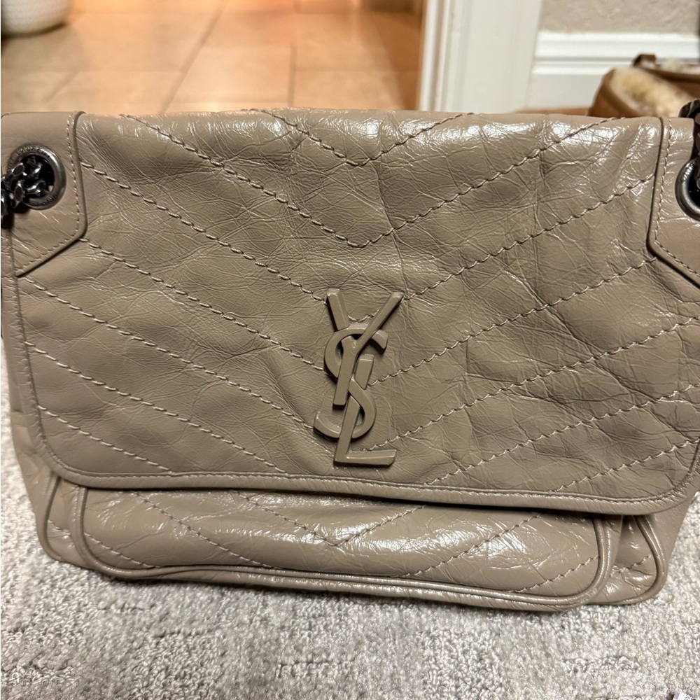Yves Saint Laurent Taupe Quilted Leather Bag - Picture 6 of 13